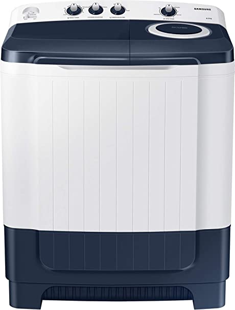 Samsung 8.5 Kg Semi-Automatic 5 Star Top Loading Washing Machine (WT85R4200LL/TL, Light Grey, Royal Blue Lid (Transparent), Hexa Storm Pulsator)