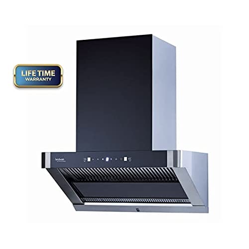 Hindware Viola 60 Cm 1200 m³/hr Auto-Clean Kitchen Chimney With Motion Sensor & Touch Control (Slant, Black)