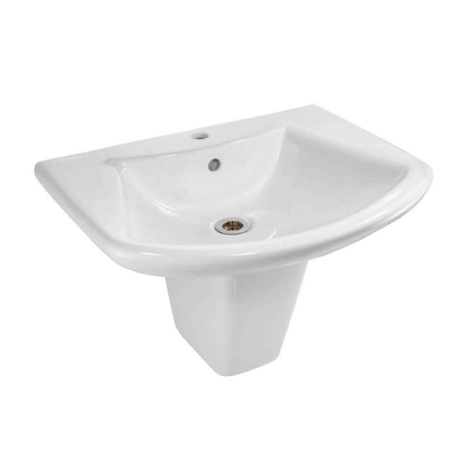 Jaquar Wall Hung Basin with Half Pedestal LYS-WHT-38801 + LYS-WHT-38305