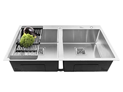 DOUBLE BOWL SS-304 GRADE WITH TAP HOLE HANDMADE KITCHEN SINK