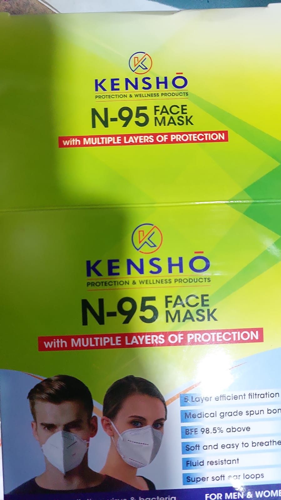 KENSHO Head Loop N95 Mask, Washable and Reusable (PACK 0F 10)