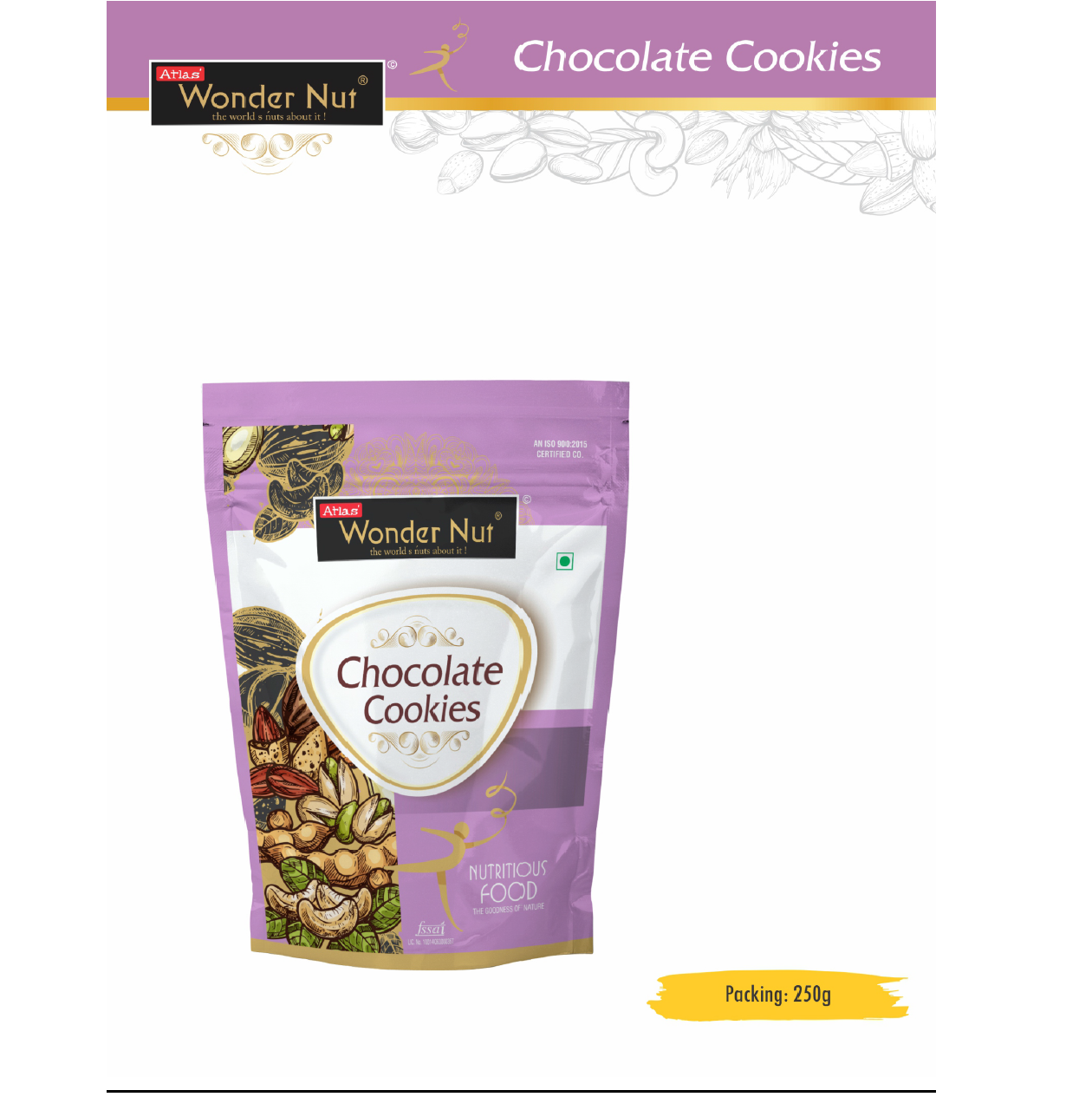 ATLAS  WONDER NUT Chocolate cookies 250 gm