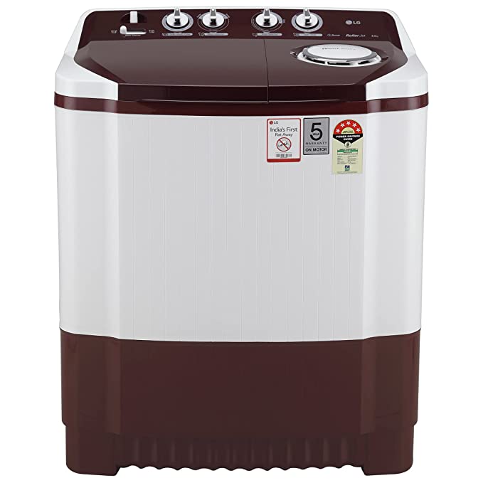 LG 8 Kg 5 Star Semi-Automatic Top Loading Washing Machine (P8030SRAZ, Burgundy, Collar Scrubber)
