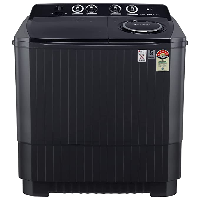 LG 11 kg 5 Star Semi-Automatic Top Loading Washing Machine (P1155SKAZ, Middle Black, Roller Jet Pulsator), large