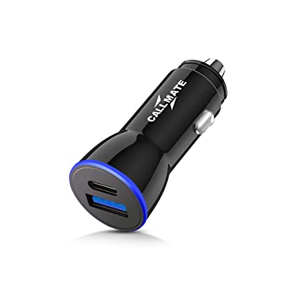 CALLMATE TEP-21,Dual Port Car Charger with Type-C PD 18W Port