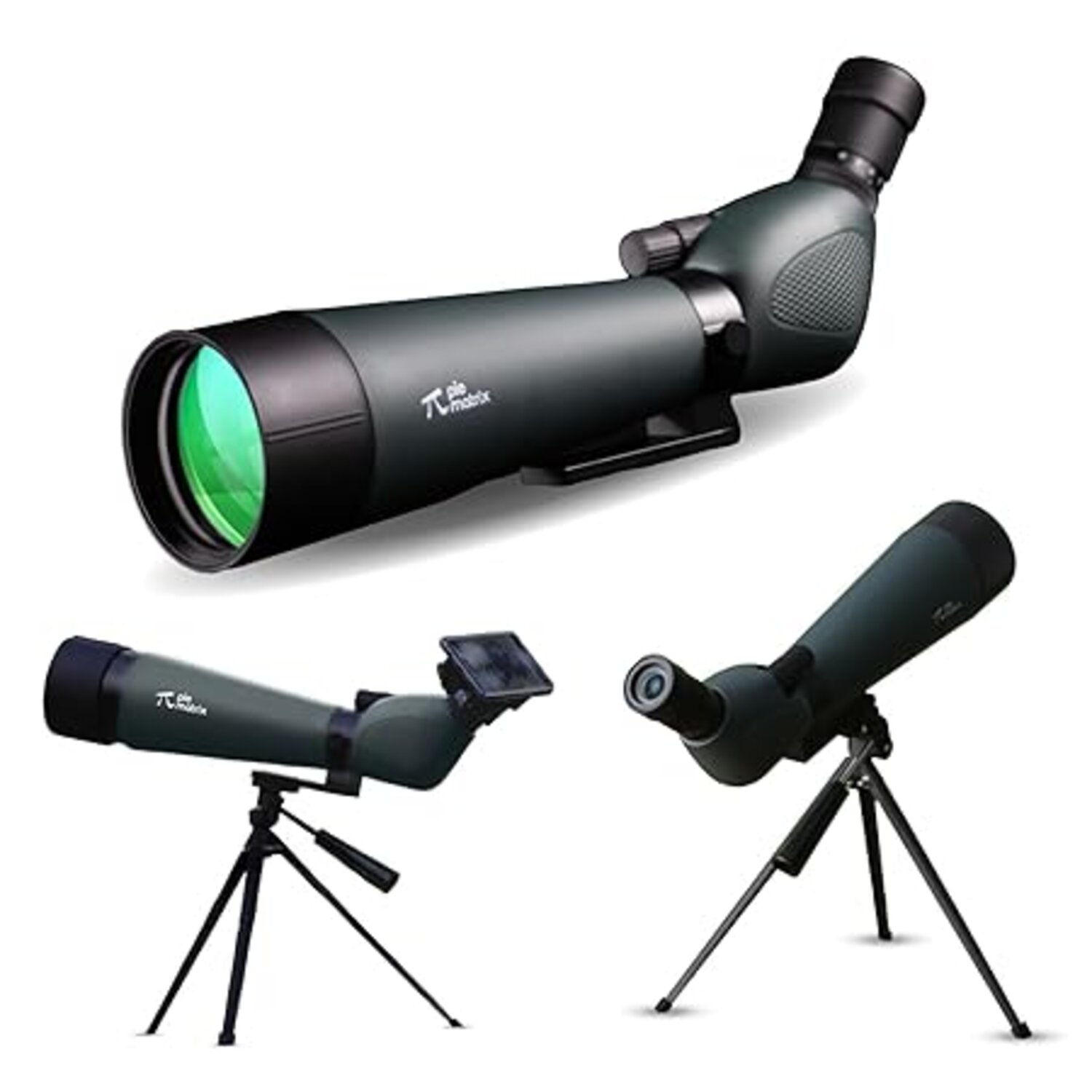 Pie Matrix Sight Master Spotting Scope 20-60X80 HD with Phone Adapter, Tripod Stand & Carry Bag