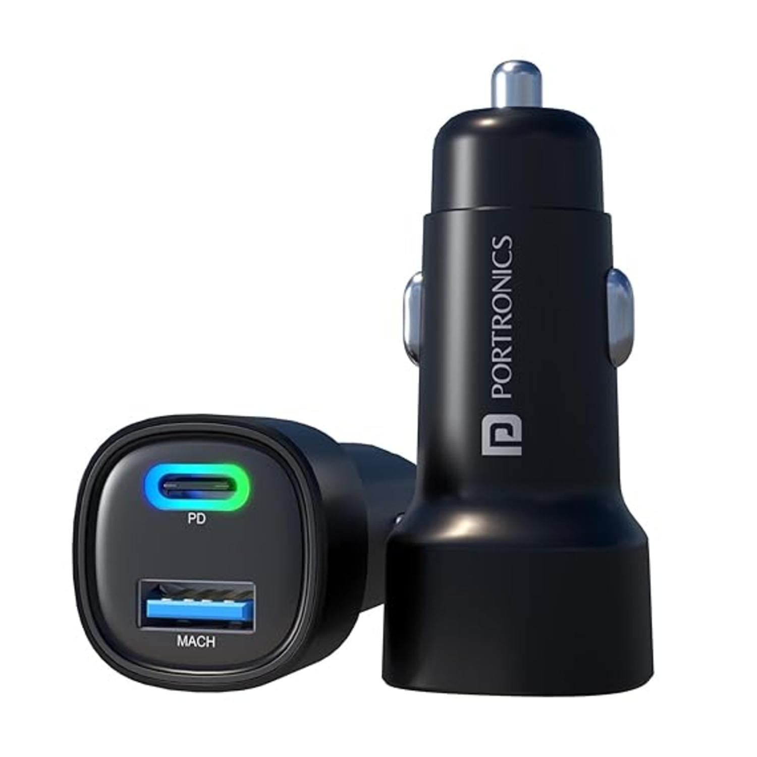 Portronics Car power 80 Dual Output Fast Car Charger with Type-C PD & USB (POR 1874)