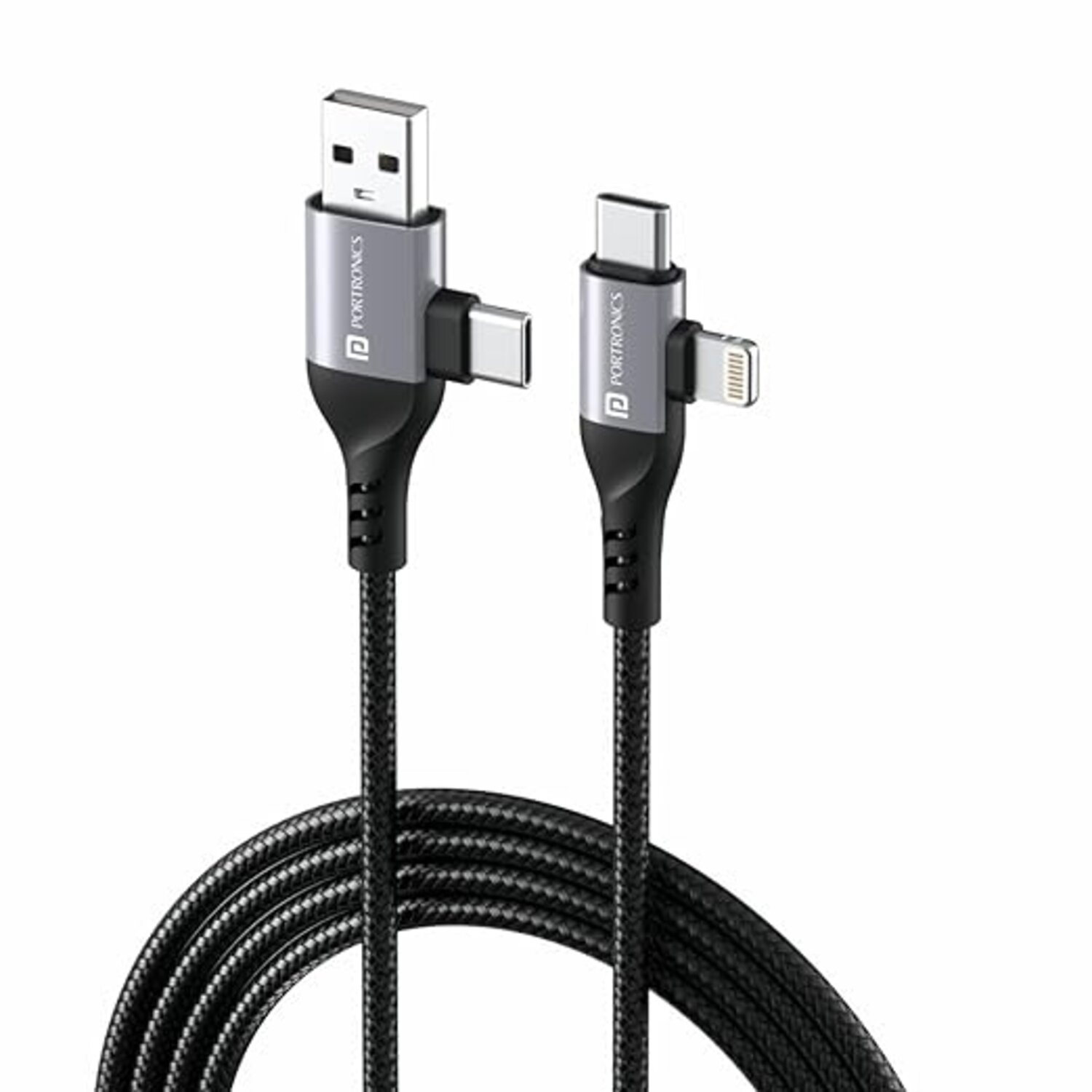 Portronics Konnect 4 IN 1 Unbreakable Nylon Braided Multi Functional Cable   POR 1978