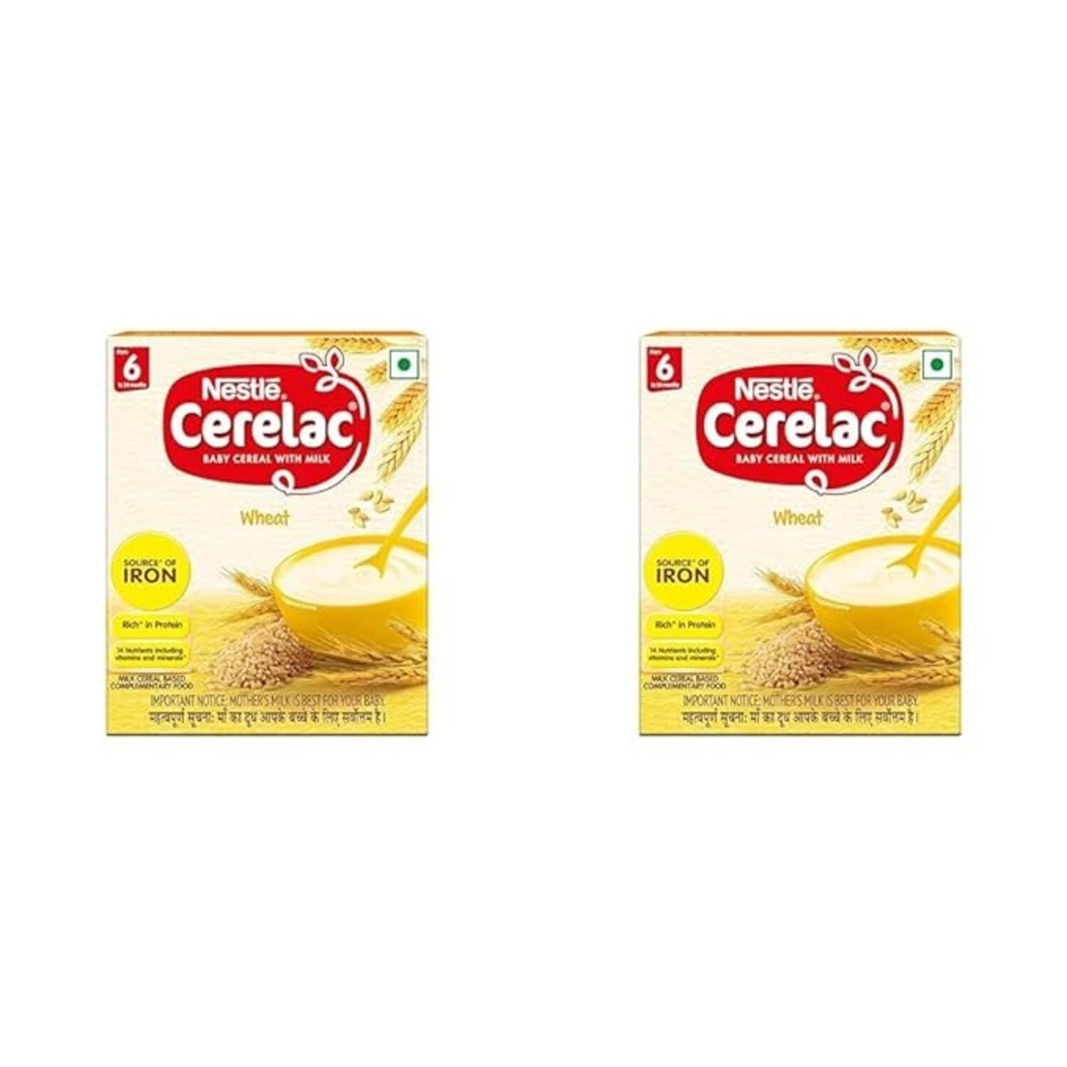 Cerelac  Pack of 2 , Baby Cereal with Milk, Wheat,Stage 1, From 6 to 24 Months