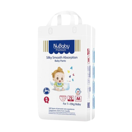 Nubaby Premium Pants All round Protection Pants Style Baby Diaper, Medium (M) 72 Count