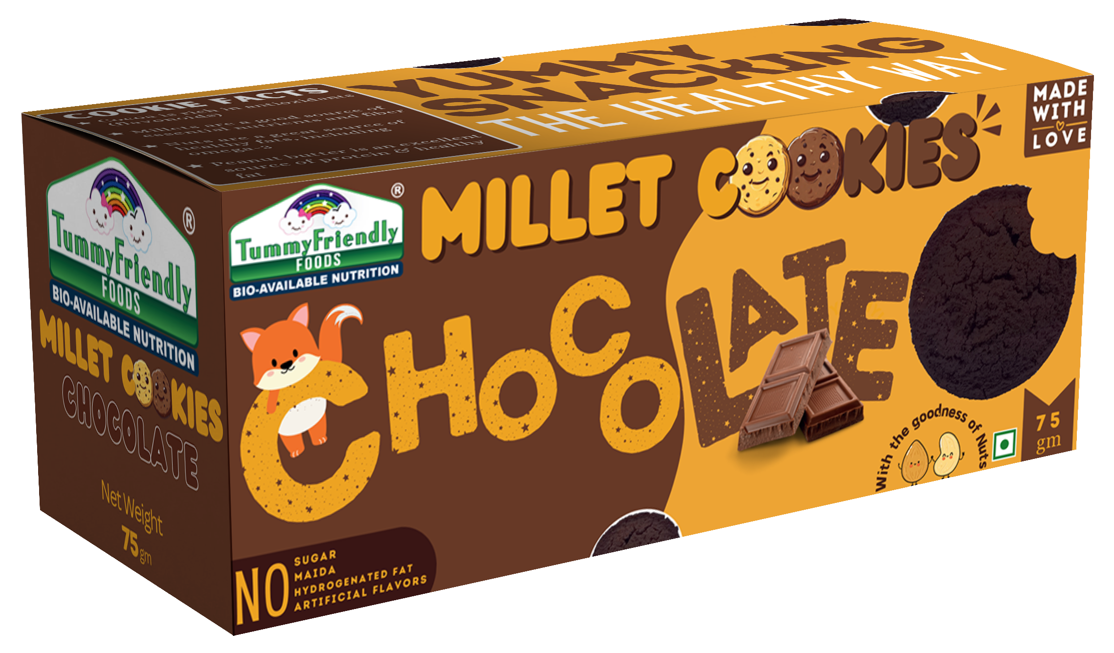 Tummy Friendly Foods Millet Cookies - Chocolate - 75 g. Healthy Ragi cookies for Baby, Kids & Adults