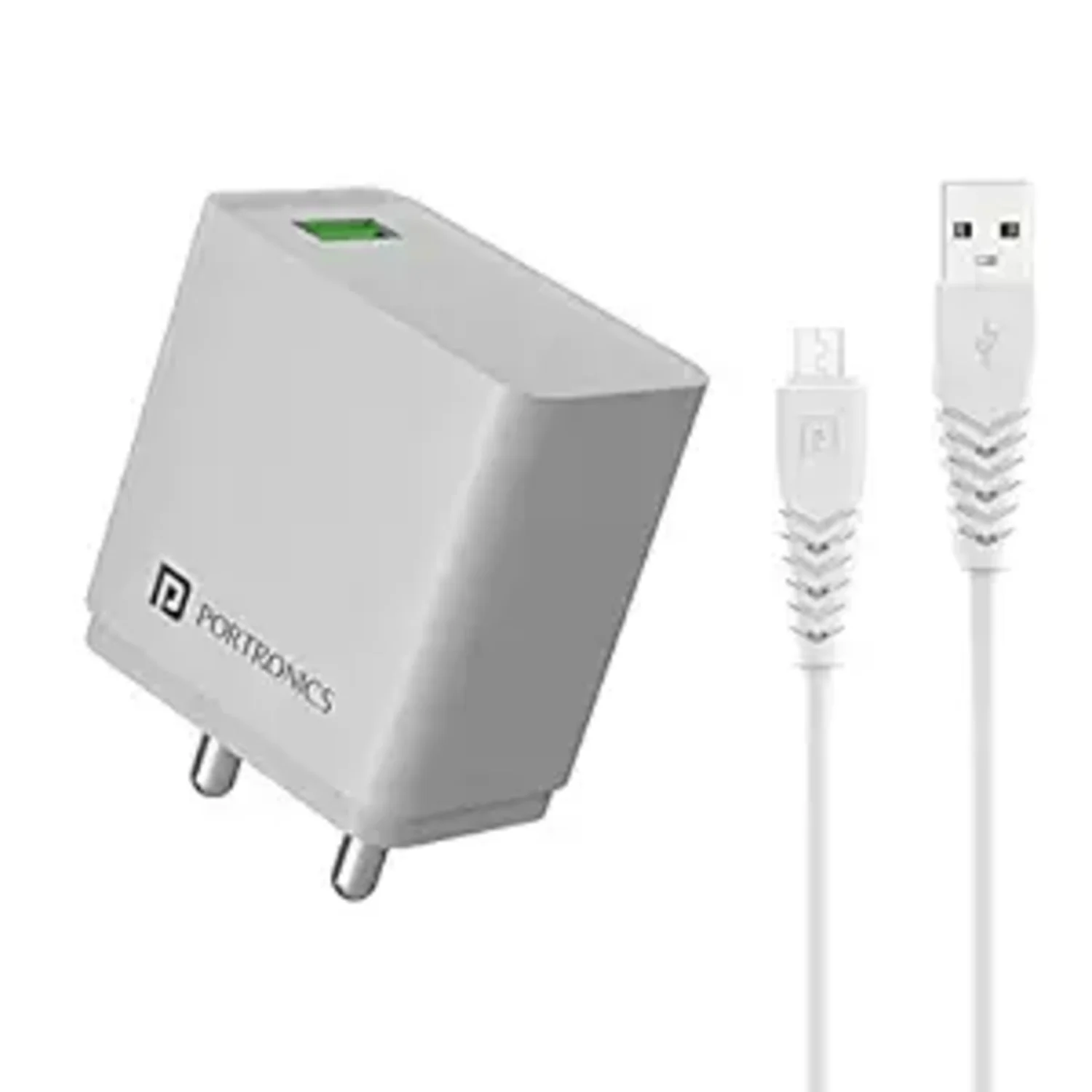 Portronics Adapto One M,18W 3A Fast Charging Adaptor ,1M Micro USB Cable  Wall Charger (POR 10015)