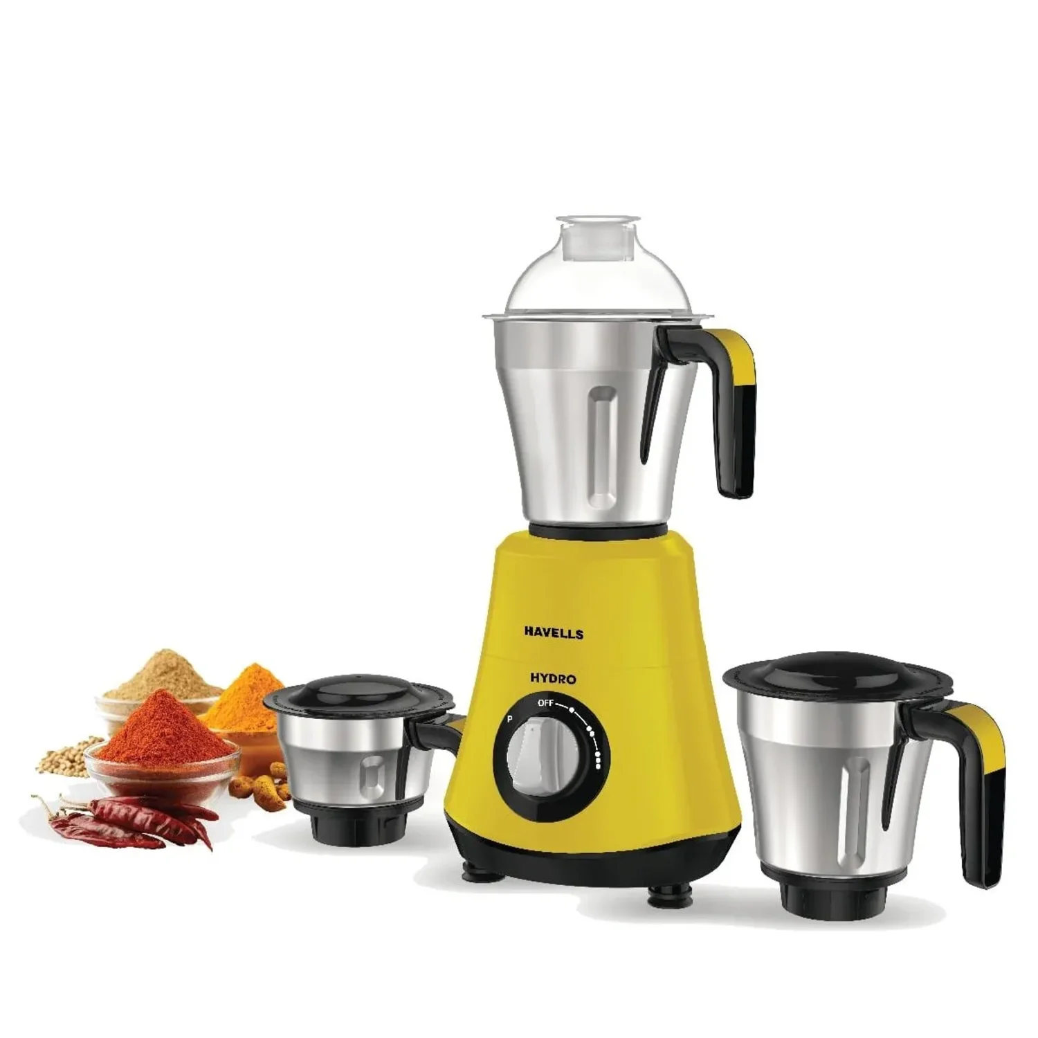 HAVELLS HYDRO 750 W Mixer Grinder  ,Yellow (GHFMGDRY075)