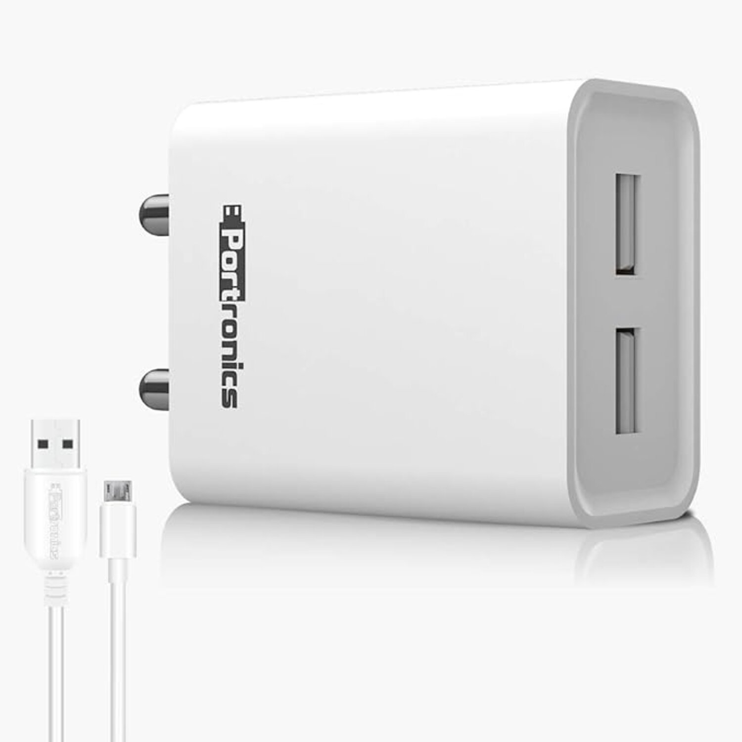 Portronics Adapto 66 ,12w Dual USB Port Wall Charger (POR 1066)