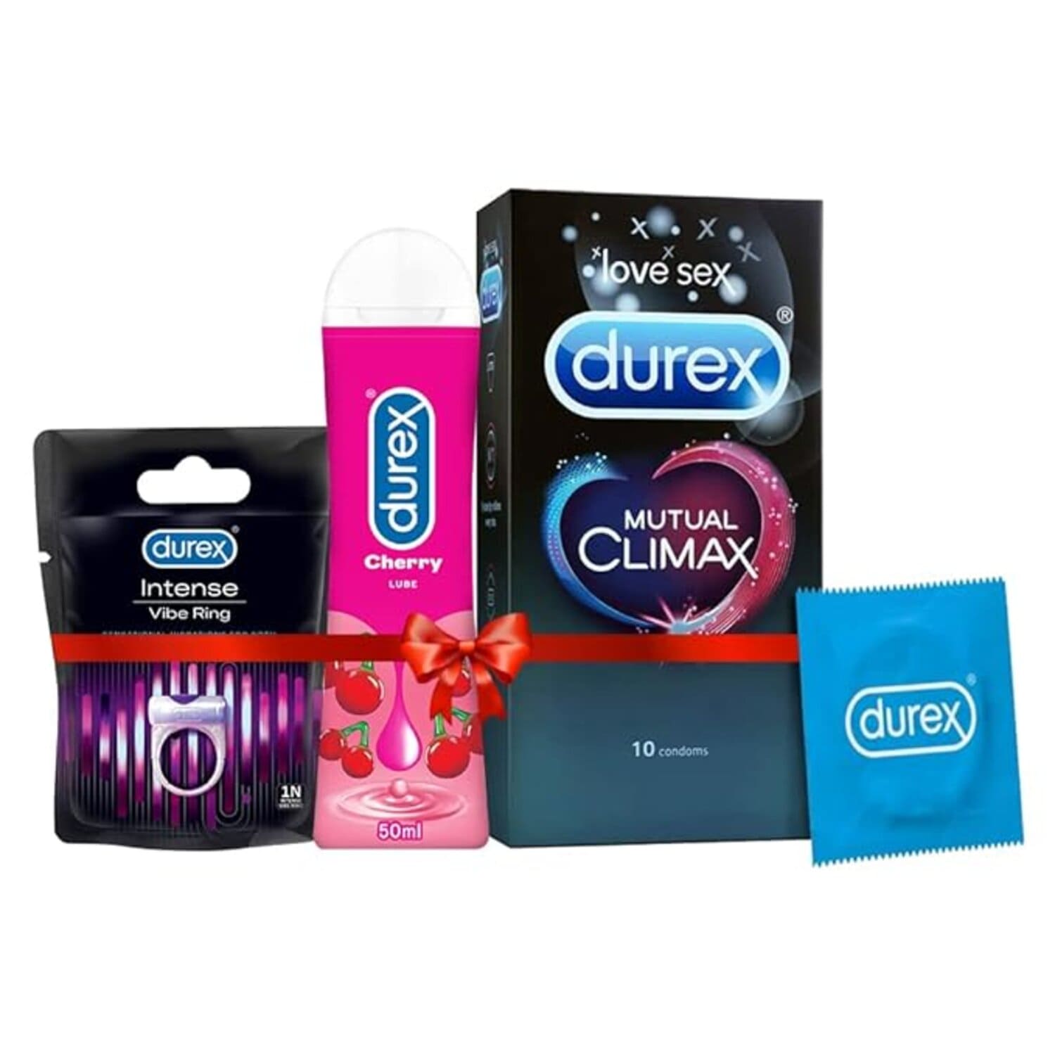 Durex Play Vibrating Ring , Durex Mutual Climax Condoms and Cherry Lubricant Gel