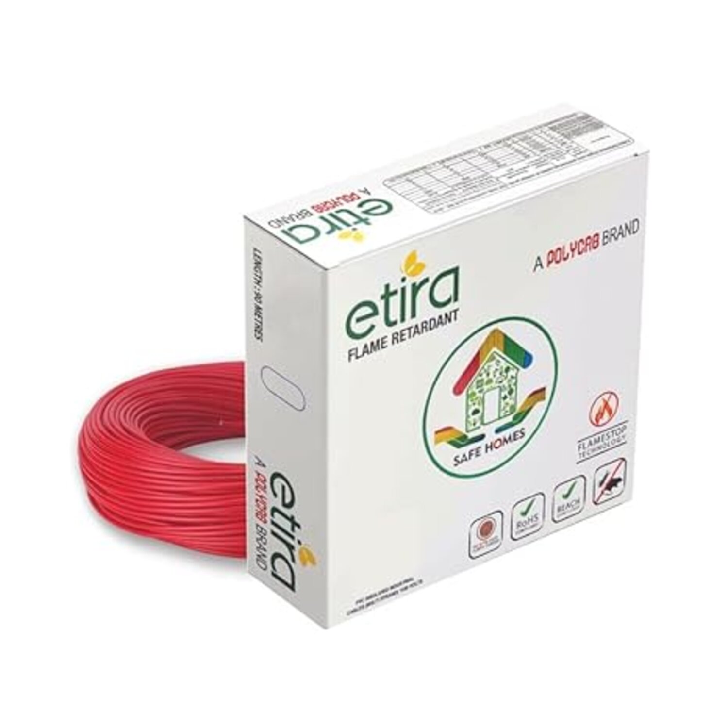 Polycab Etira 6sqmm. Heat Resistant PVC Insulated Copper Cable , 90mtr